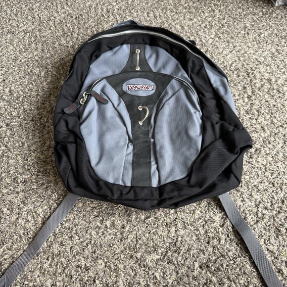 VTG Jansport Backpack Hiking School College Day Pack Gray Black New